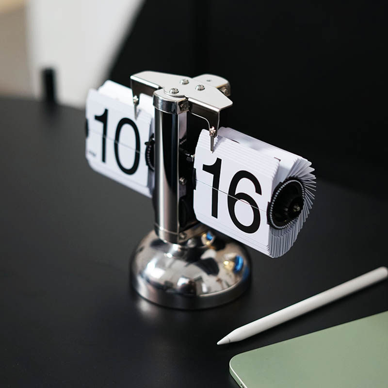 桌面翻页钟欧式翻页时钟翻牌数字座钟闹钟台钟台式摆件机械简约钟