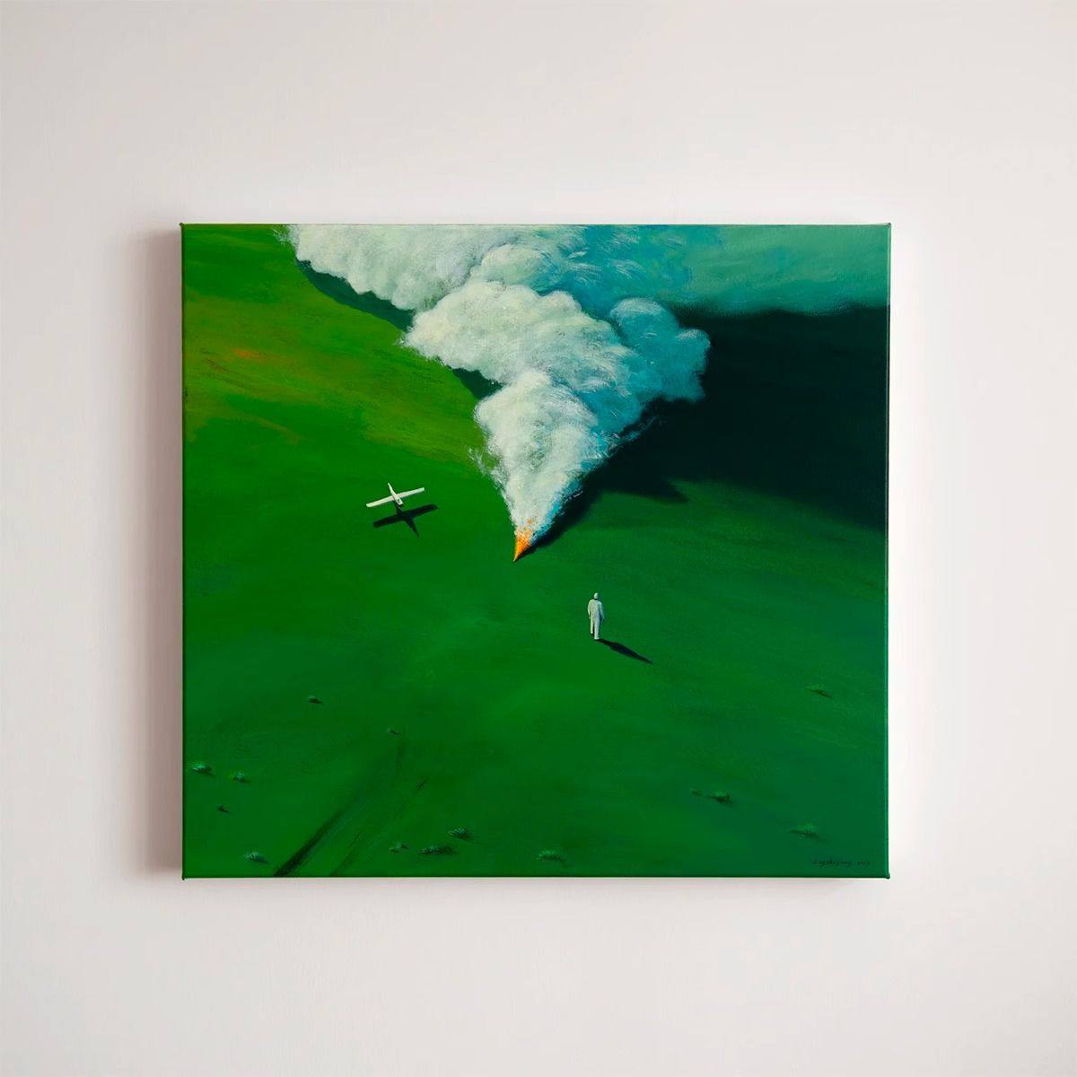 荆智勇兜四爷星空风景客厅装饰画绿色小清新玄关挂画现代喷绘油画