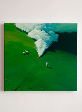 荆智勇兜四爷星空风景客厅装饰画绿色小清新玄关挂画现代喷绘油画