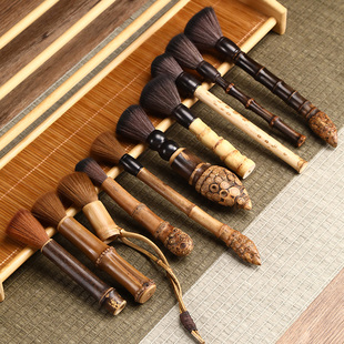 竹制品纯手工竹制茶盘清洁刷紫竹根养壶笔茶具零配不掉毛壶刷茶刷