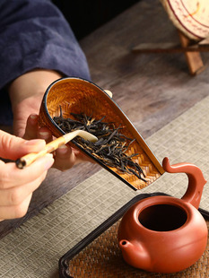 竹编大漆茶则复古茶则老篾匠编织精品手工茶荷簸箕功夫茶道零配件
