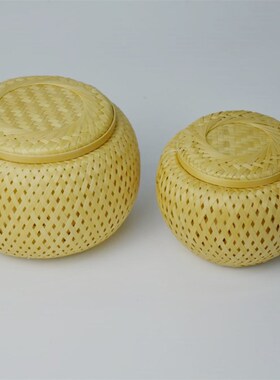 手工竹编双层茶盒饰品包装盒