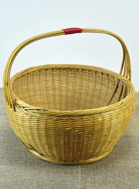 纯手工竹编篮子竹编筐买菜篮子购物篮水果篮竹篓提手篮竹精编篮子