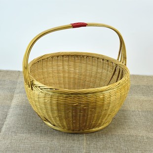 纯手工竹编篮子竹编筐买菜篮子购物篮水果篮竹篓提手篮竹精编篮子