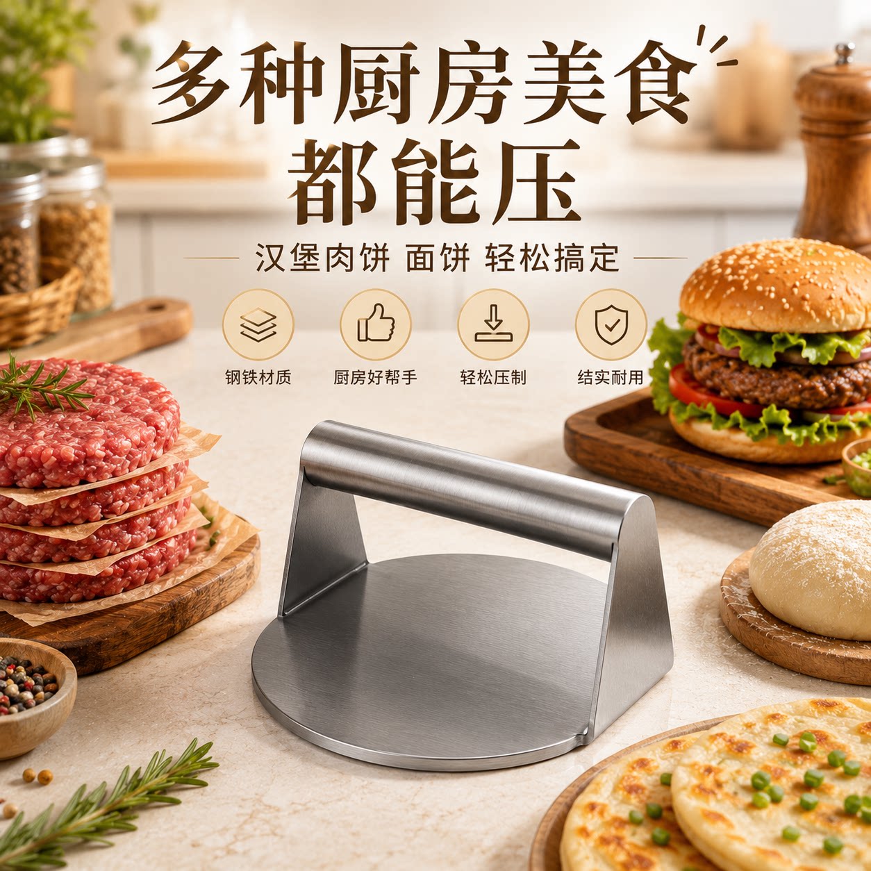 成型厨房烘焙煎饼工具圆形手柄