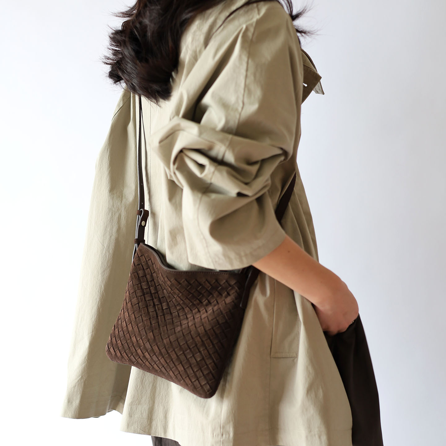 仟佰格磨砂牛皮手提包百搭精致高级感斜挎小方包新款真皮编织包女