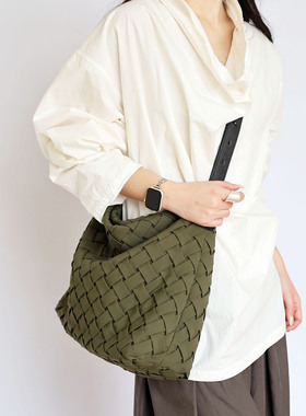 仟佰格原创小众编织松弛感托特包百搭简约单肩通勤款大容量斜挎包