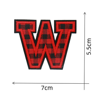 黑红格子字母刺绣布贴高档帽子装饰时尚衣服裤子毛线帽装饰补丁贴