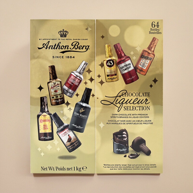 开市客代购 ANTHON BERG爱顿博格酒心巧克力1kg 64支烈酒巧克力