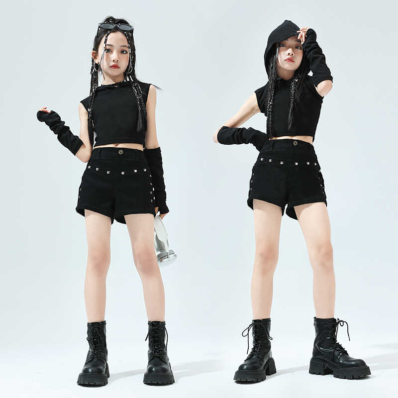 短裤套装走秀街舞表演服暗黑系