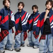 儿童街舞演出服嘻哈宽松夹克bboy套装 练习生男童hiphop团体表演服