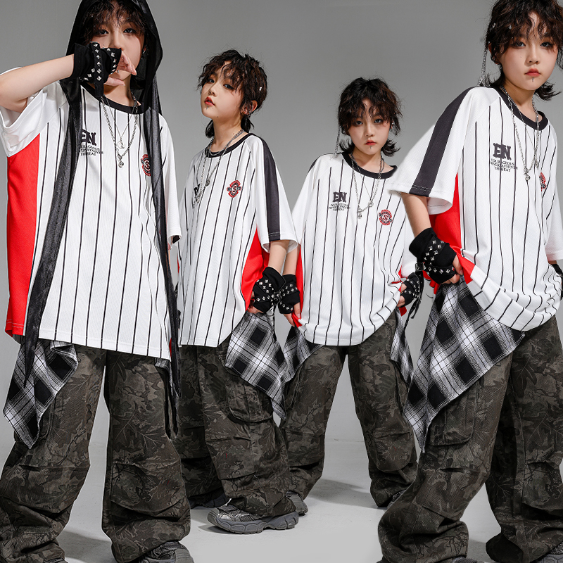 Bboy团体汇演服男女童美式嘻哈服