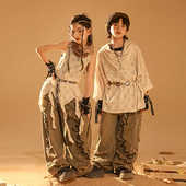 少儿西域风街舞嘻哈夏季 童装 拍摄服男女童hiphop炸街废土风演出服