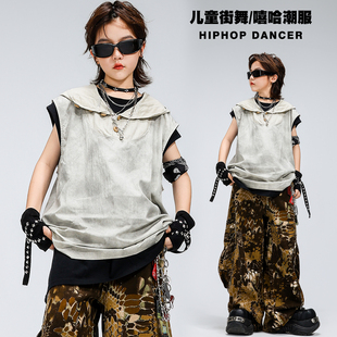 鹿晗同款男团街舞演出服蛇纹长裤少儿嘻哈HIPHOP年中汇演表演服装