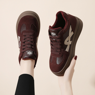 厚底增高板鞋女款2025年新款秋冬季加绒百搭休闲平底软底运动鞋子