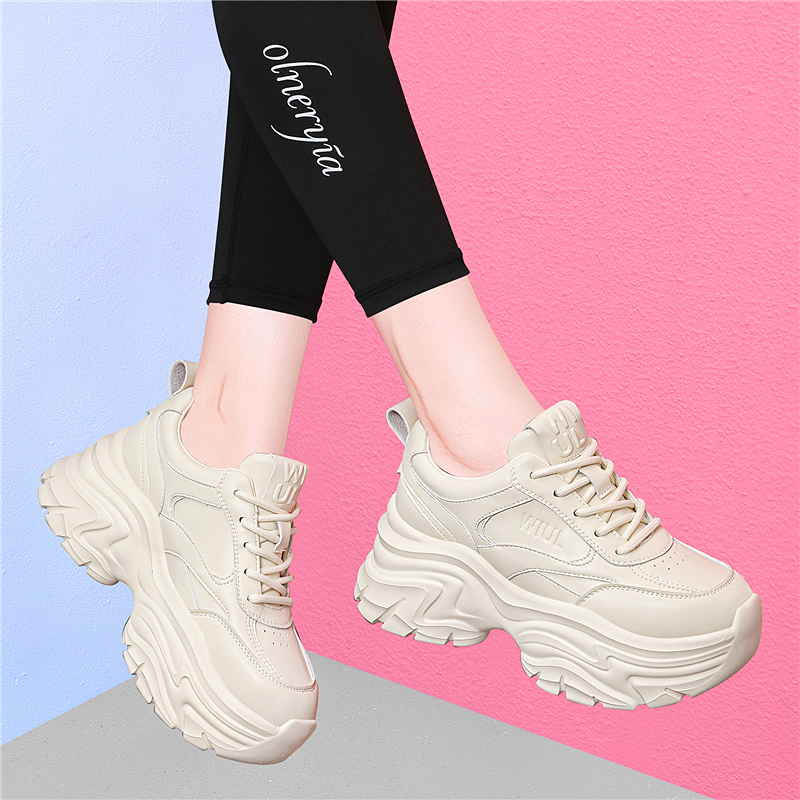 真皮厚底老爹鞋女2025新