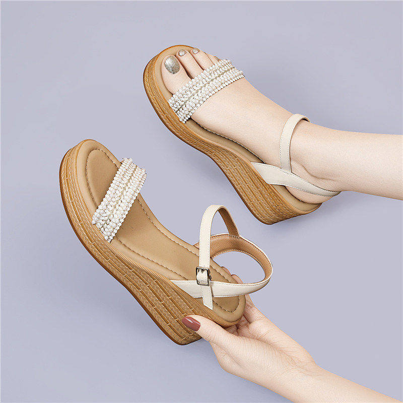 凉鞋女夏外穿时尚高级感2026新款厚底小个子显高配裙子不累罗马鞋