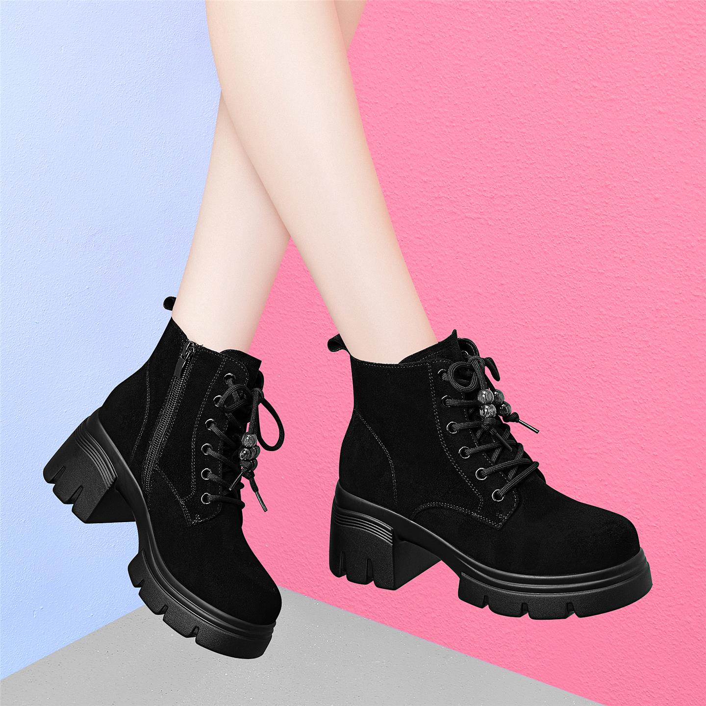 小个子真皮马丁靴女秋冬