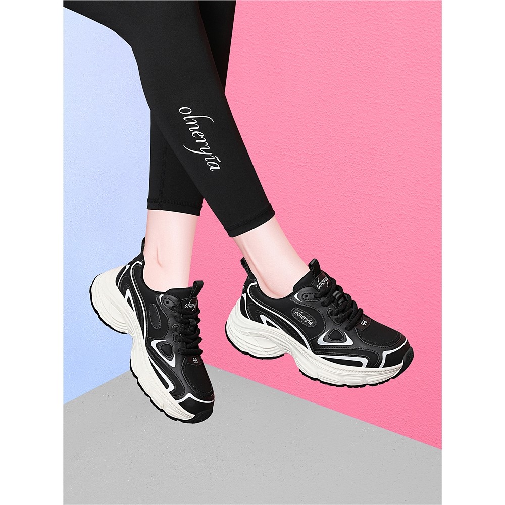 品牌黑色老爹鞋女款2025