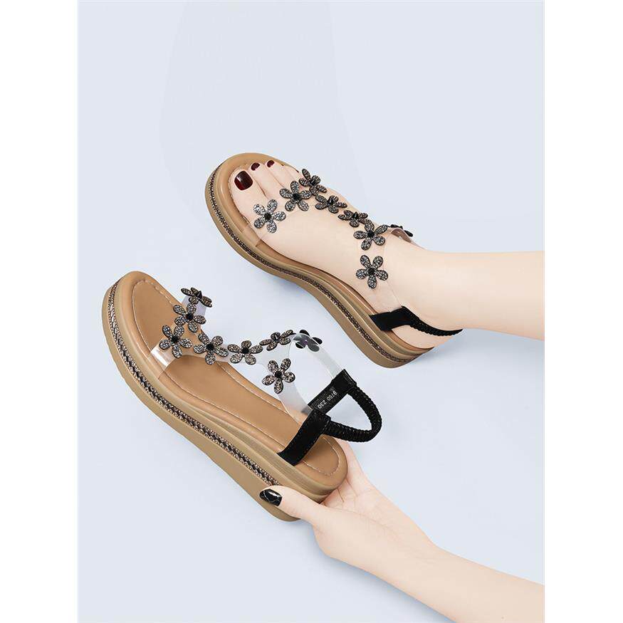 厚底凉鞋女款2026年新款坡跟平底外穿软底时装上班百搭夏款鞋子