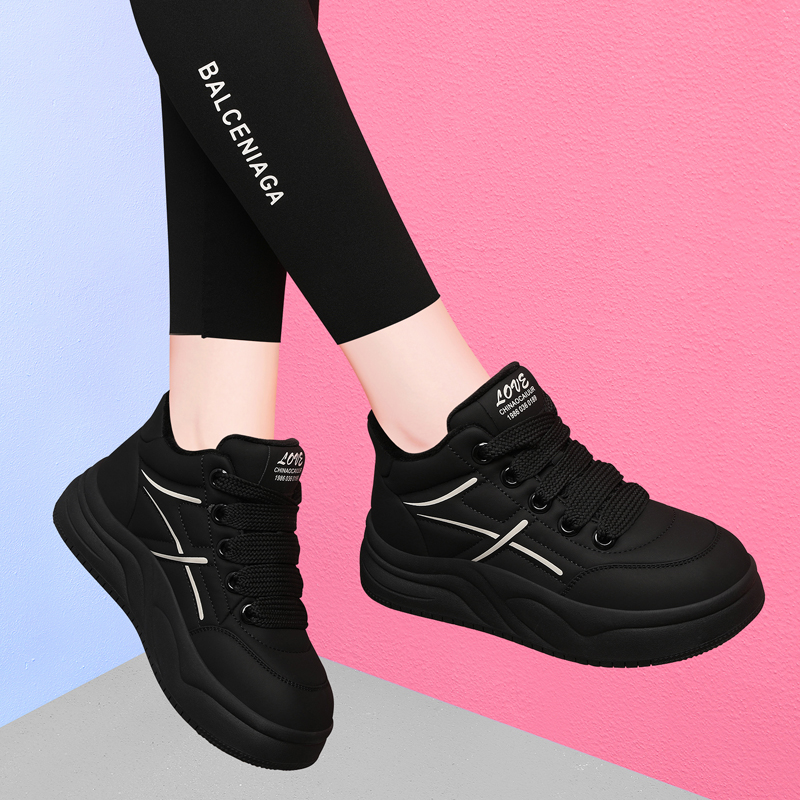 黑色休闲鞋子女款2025新