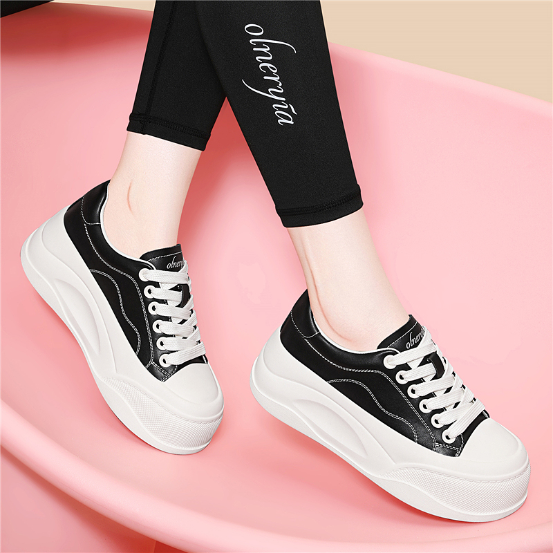 真皮小白鞋女厚底2025春