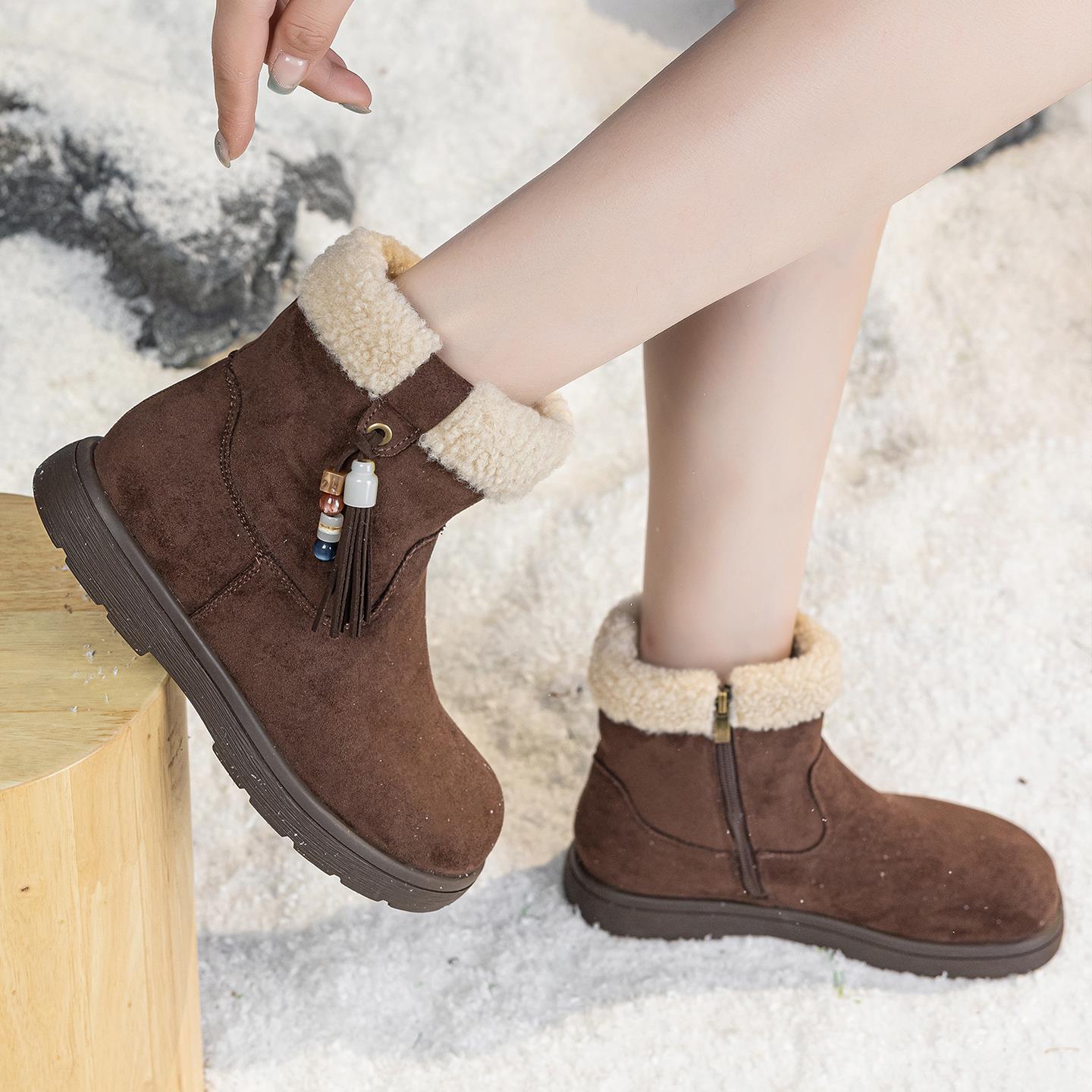 厚底真皮雪地靴女2025新