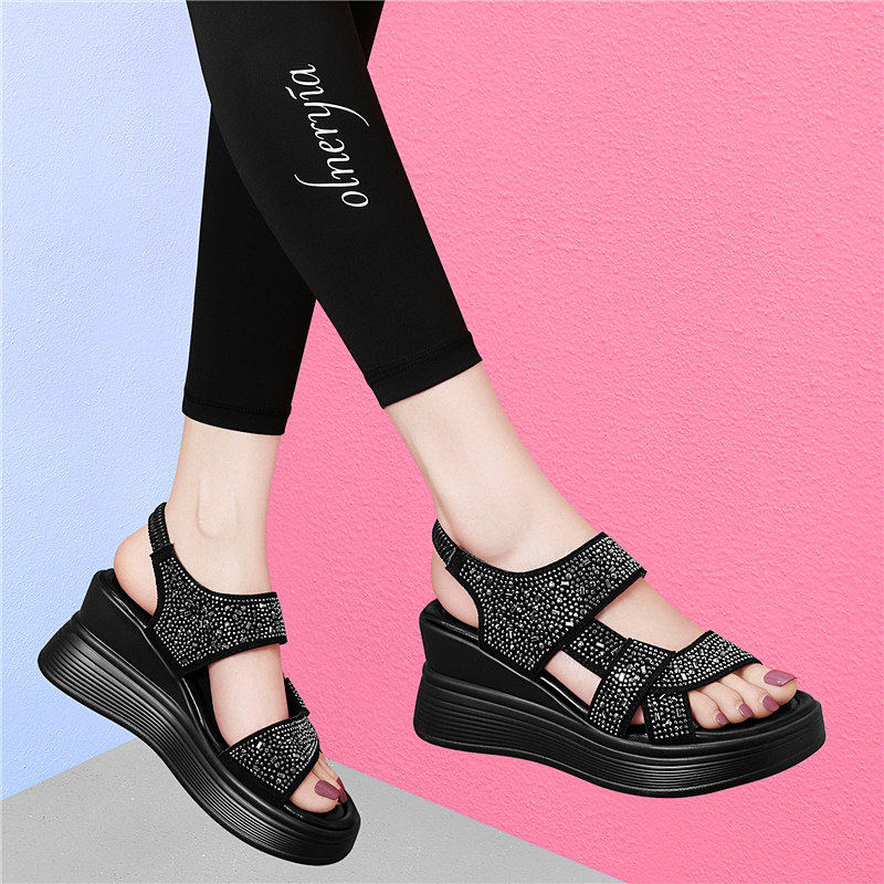 品牌罗马凉鞋女款2026新款夏季外穿配裙子厚底松糕增高坡跟高跟鞋