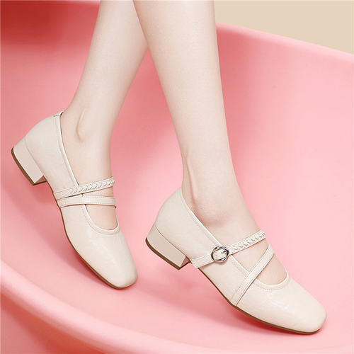 品牌浅口法式方头单鞋女2