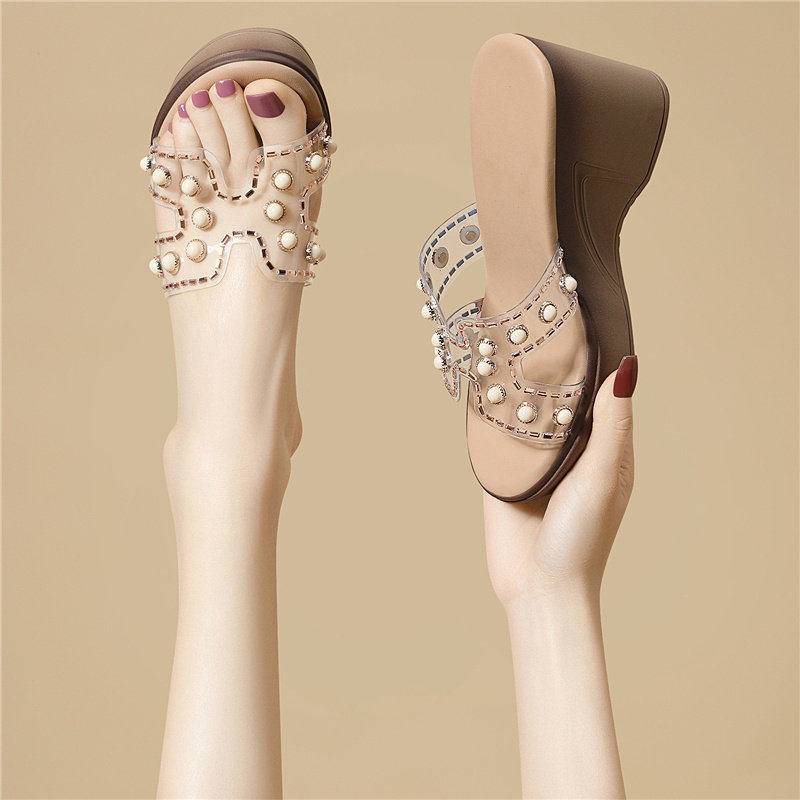 品牌凉鞋女款2026新款夏季配裙子厚底坡跟高跟不累脚外穿凉拖鞋子