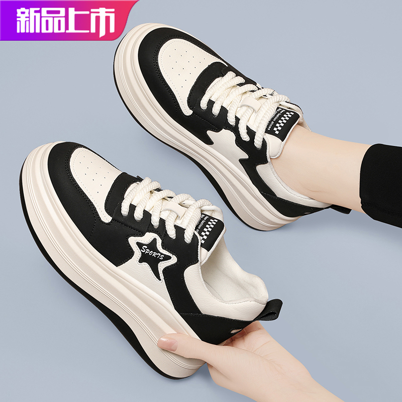 真皮运动鞋女2025春季新