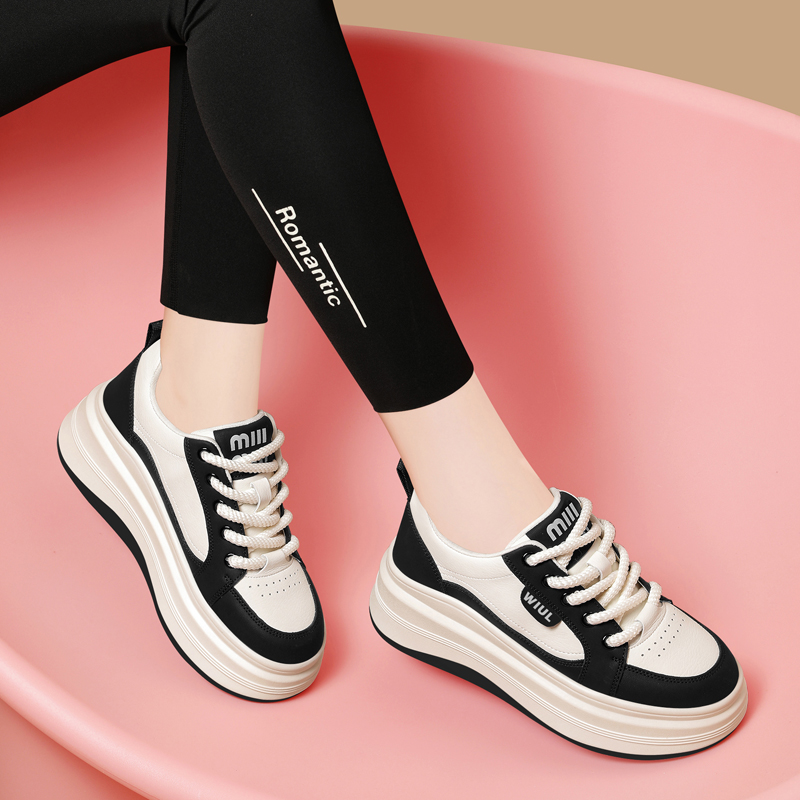 真皮板鞋女款休闲百搭老