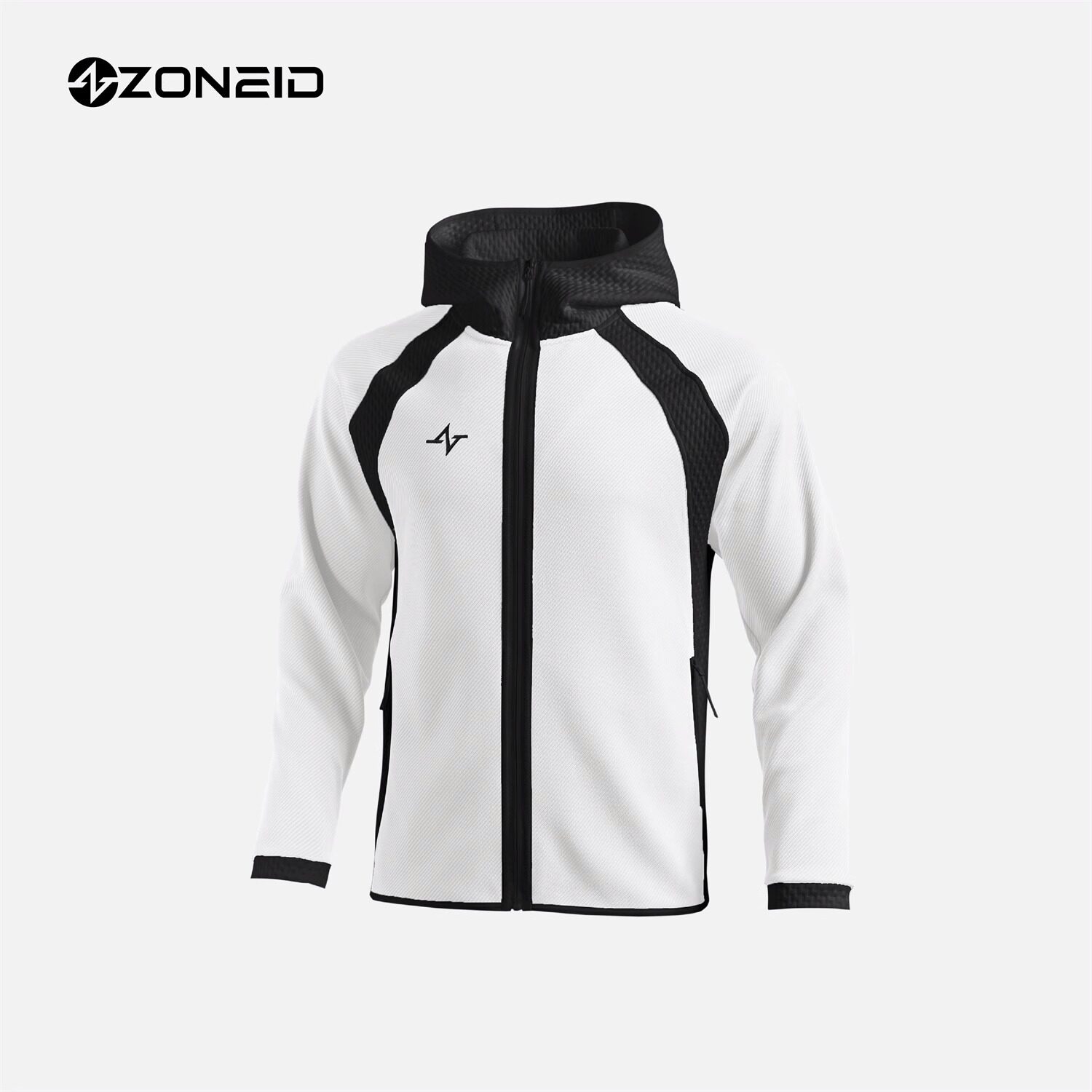 ZONEiD25新款男子运动外套针织篮球跑步训练健身保暖拉链带帽上衣