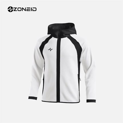 ZONEiD25新款男子运动外套针织篮球跑步训练健身保暖拉链带帽上衣