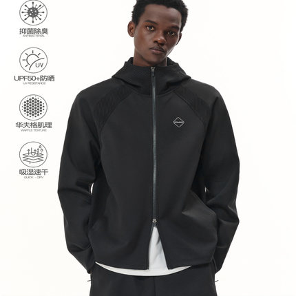 ZONEiD 25新款秋冬立领连帽防风330G运动夹克热身服抗菌防晒帽衫