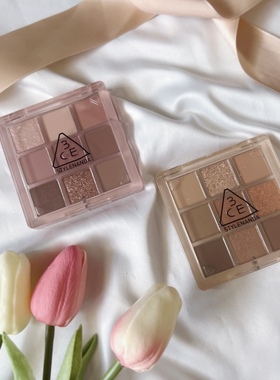 3CE九宫格9色眼影盘芋泥黄油深棕哑光盘overtake橘棕 半糖粉钻