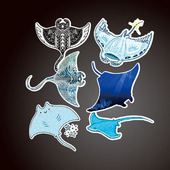 水肺潜水蝠鲼Manta Ray鳐鱼潜水汽车贴纸防海水支持定制贴纸6605