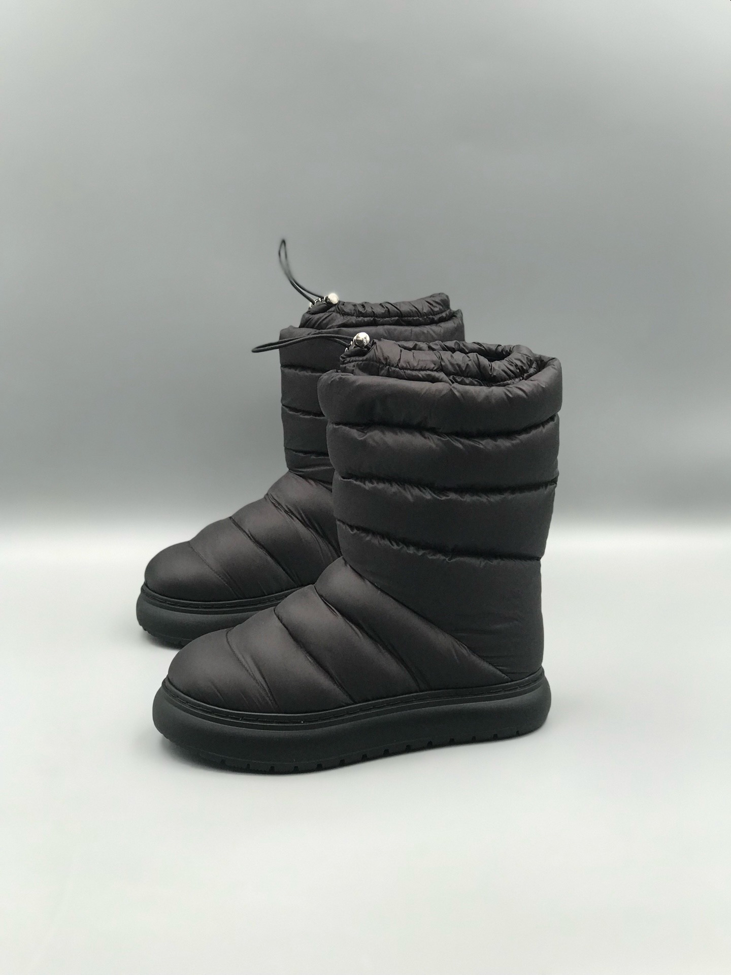 黑色直筒款 鹅绒雪地靴 90绒 抽绳防风保暖 软底 舒适好穿 女鞋