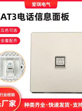 厂家直供无框大板灰色单口CAT3免工具电话信息面板语音面板