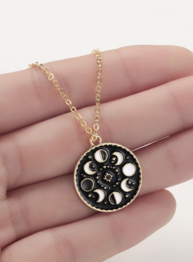 回族项链  吊坠合金配饰月相项链女月相变化锁骨链 回族饰品