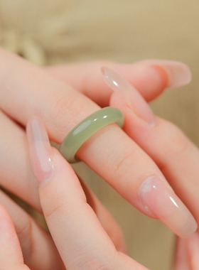 《清茶》天然和田玉戒指