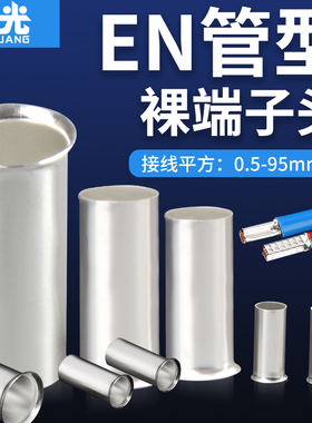 EN管型裸端头冷压接线端子紫铜镀银对接铜管连接管铜鼻插针线鼻子