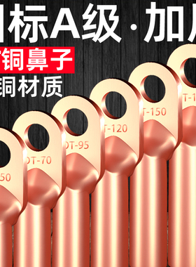 国标DT铜鼻子接线端子线耳电缆接头堵油鼻16/35/50/70/95/120平方