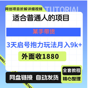 适合普通人的项目某手带货3天启号月入9千+