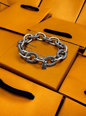 男女同款s925银手链银色扭结链条设计款时尚小众款手链