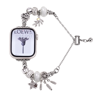 宣人适用applewatchS11s10表带捕梦网水晶串珠款iwatch S9/8吊坠金属表带苹果手表se/7/6女手表链