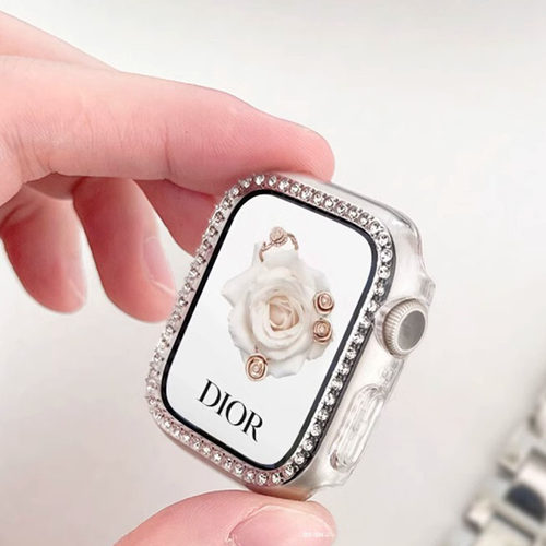 【闪钻半包】适用AppleWatch仿钻保护壳S11/S10/S9苹果手表镶钻S8边框壳iwatch4/5/6/7/SE代电镀半包硬壳