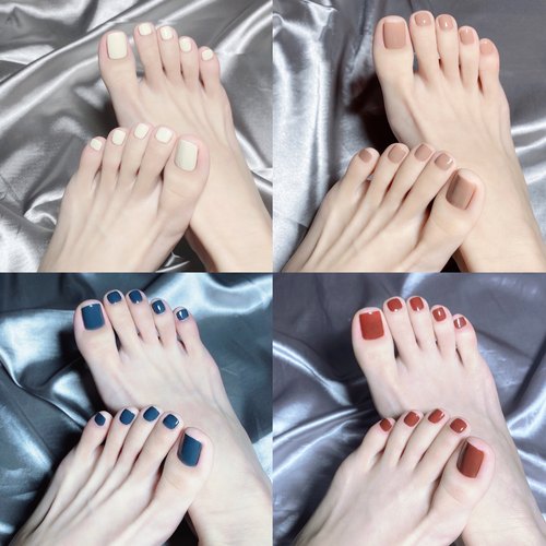 脚趾美甲纯色单色脚趾穿戴甲贴片