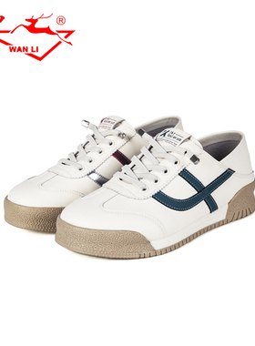 万里新款休闲单鞋百搭圆头简约小白鞋舒适平底女鞋BET2231