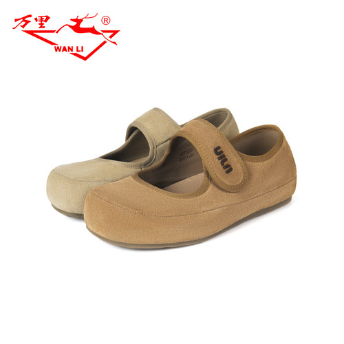 万里新款时尚休闲鞋圆头复古女鞋百搭魔术贴勃肯鞋BCT2219